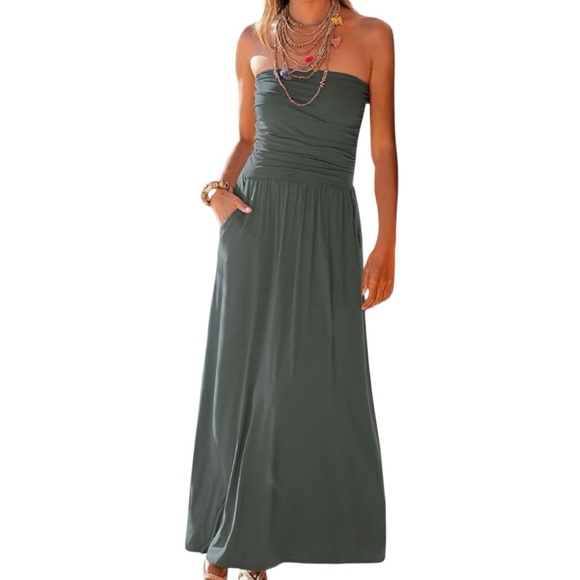 Lascana Dresses & Skirts - NWT Lascana Strapless Green Jersey Maxi Dress